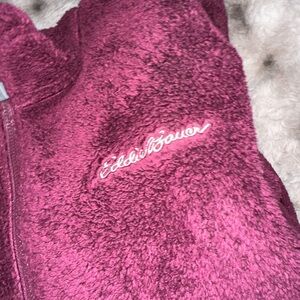 Eddie Bauer Burgundy Plush Zip-Up Jacket